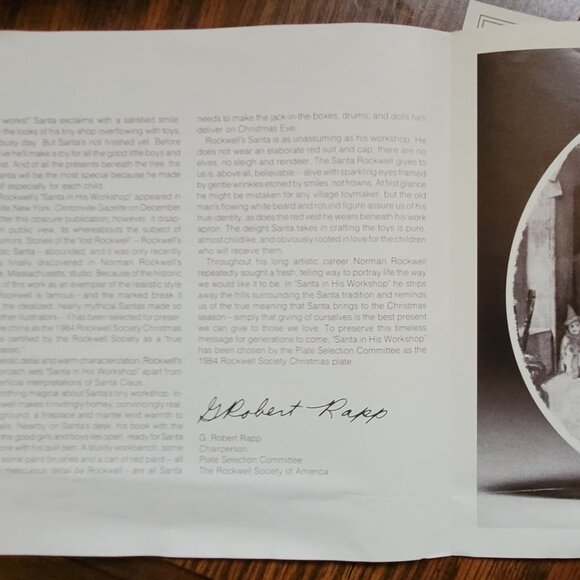 The Edwin Knowles China Co. 1984 Plate Norman Rockwell "Santa in His Workshop", - Picture 6 of 9